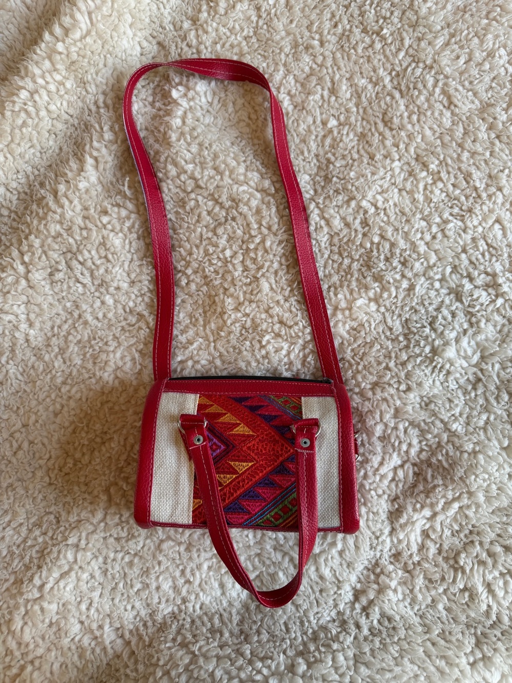 Ditex Red Embroidered Crossbody Boxy Bag - Women's Shoulder Bag